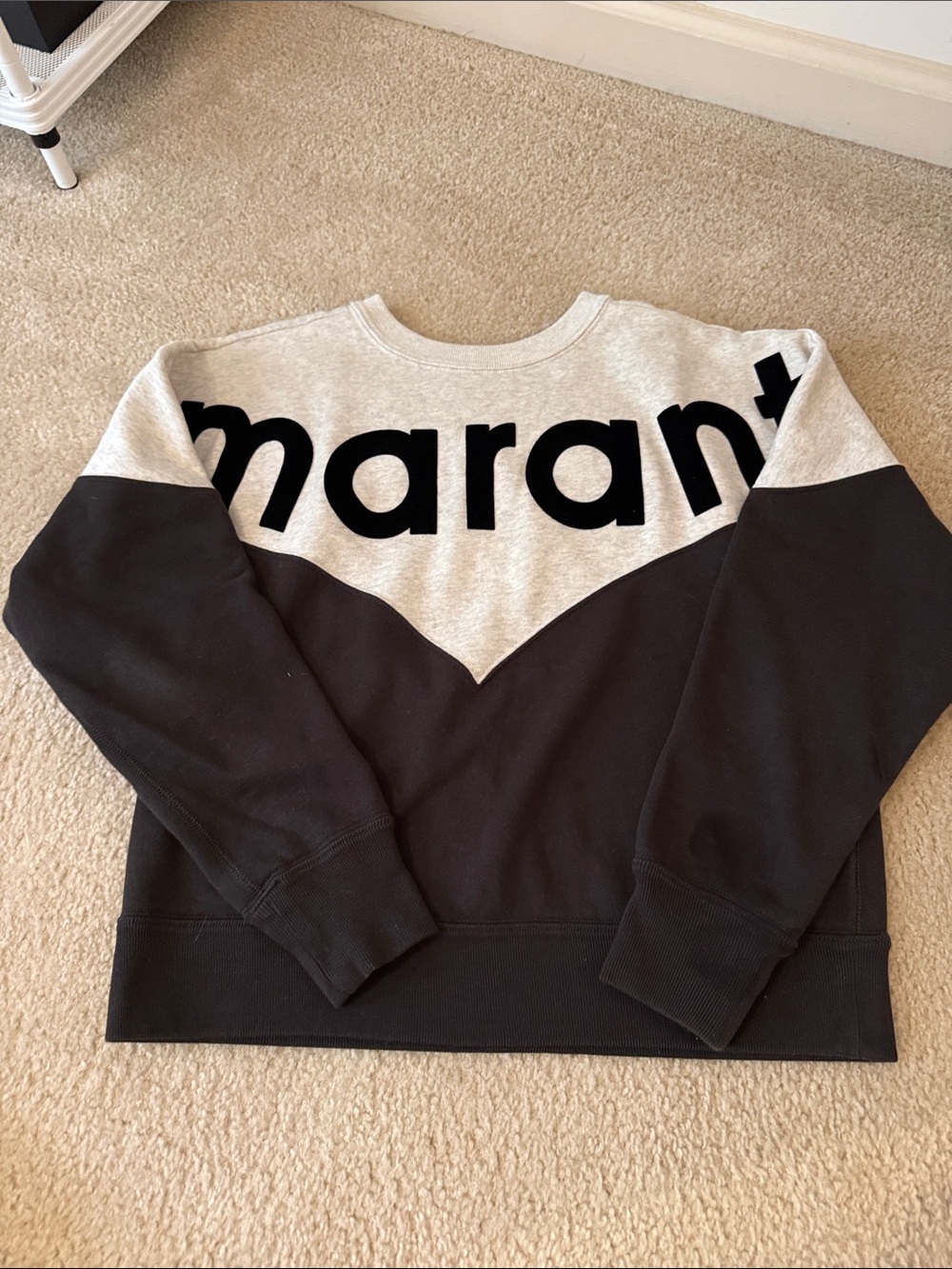 Isabel Marant Black and Cream Blocked Logo Crewneck Sweatshirt FR 34 or XS